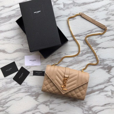 526286 ENVELOPE SMALL BAG IN MIX MATELASSÉ GRAIN DE POUDRE EMBOSSED LEATHER, Yves Saint Laurent YSL