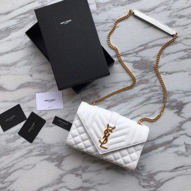 526286 ENVELOPE SMALL BAG IN MIX MATELASSÉ GRAIN DE POUDRE EMBOSSED LEATHER, Yves Saint Laurent YSL