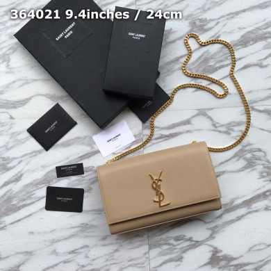 YSL Saint Laurent, 364021, MEDIUM KATE CHAIN BAG IN BLACK GRAIN DE POUDRE TEXTURED LEATHER