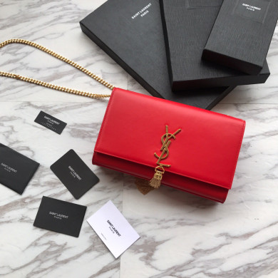 354119 KATE MEDIUM BAG WITH LEATHER TASSEL IN GRAIN DE POUDRE EMBOSSED LEATHER, Yves Saint Laurent YSL