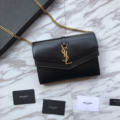 SULPICE CHAIN WALLET IN SMOOTH LEATHER, Yves Saint Laurent YSL