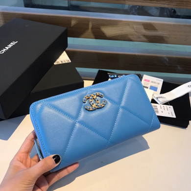 chanel 19 long zipped wallet, AP1063, chanel small leather goods
