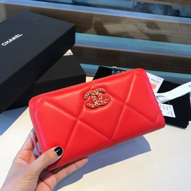 chanel 19 long zipped wallet, AP1063, chanel small leather goods