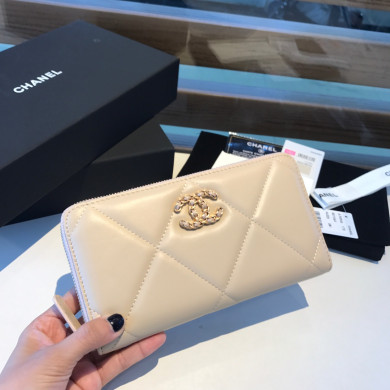 chanel 19 long zipped wallet, AP1063, chanel small leather goods