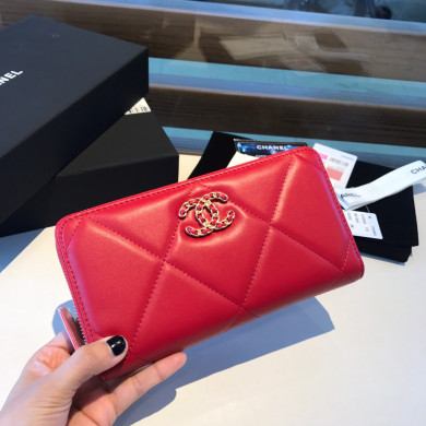 chanel 19 long zipped wallet, AP1063, chanel small leather goods