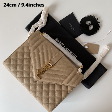 487206 ENVELOPE MEDIUM BAG IN GRAIN DE POUDRE EMBOSSED LEATHER, YSL Saint Laurent