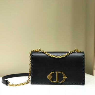  M9220 CHALK WHITE 30 MONTAIGNE THREADED EDGES CALFSKIN FLAP CHAIN BAG, DIOR HANDBAG