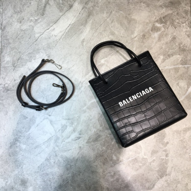 SHOPPING TOTE XXS, Small natural grain calfskin shopping bag with marquetry logo, BALENCIAGA HANDBAGS