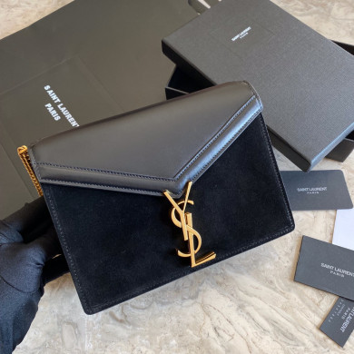 532750, CASSANDRA MONOGRAM CLASP BAG IN SMOOTH LEATHER AND SUEDE, YSL Saint Laurent