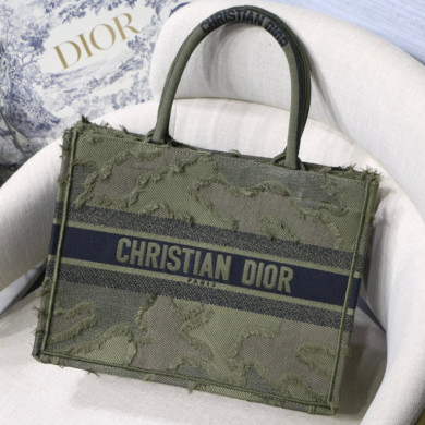 SMALL CAMOUFLAGE EMBROIDERED DIOR BOOK TOTE