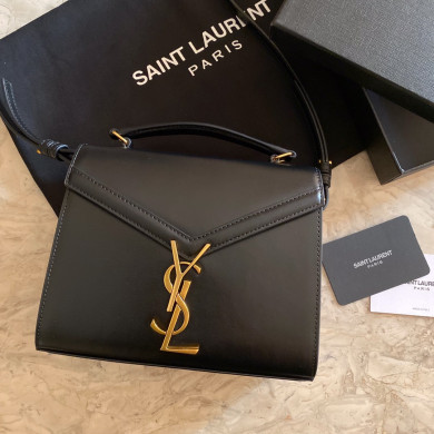532750 CASSANDRA MINI TOP HANDLE BAG IN SMOOTH LEATHER AND SUEDE, Yves Saint Laurent YSL