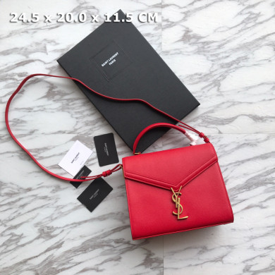 578000 CASSANDRA MEDIUM TOP HANDLE BAG IN GRAIN DE POUDRE EMBOSSED LEATHER, Yves Saint Laurent YSL