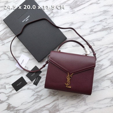 578000 CASSANDRA MEDIUM TOP HANDLE BAG IN GRAIN DE POUDRE EMBOSSED LEATHER, Yves Saint Laurent YSL