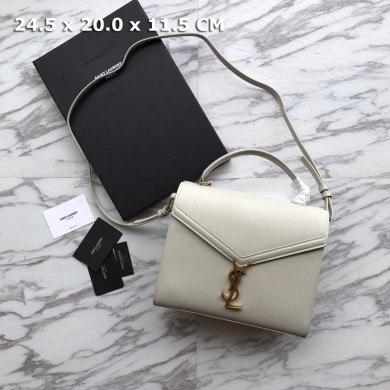 578000 CASSANDRA MEDIUM TOP HANDLE BAG IN GRAIN DE POUDRE EMBOSSED LEATHER, Yves Saint Laurent YSL