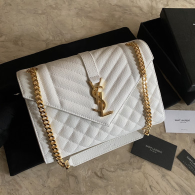 487206 ENVELOPE MEDIUM BAG IN GRAIN DE POUDRE EMBOSSED LEATHER, YSL Saint Laurent