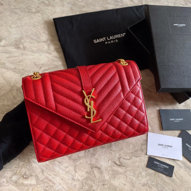 487206 ENVELOPE MEDIUM BAG IN GRAIN DE POUDRE EMBOSSED LEATHER, YSL Saint Laurent