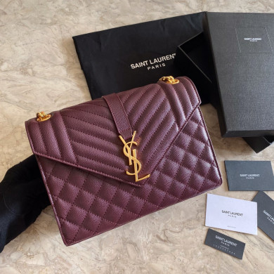 487206 ENVELOPE MEDIUM BAG IN GRAIN DE POUDRE EMBOSSED LEATHER, YSL Saint Laurent