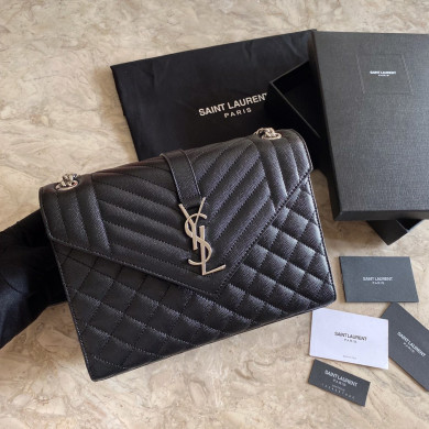 487206 ENVELOPE MEDIUM BAG IN GRAIN DE POUDRE EMBOSSED LEATHER, YSL Saint Laurent