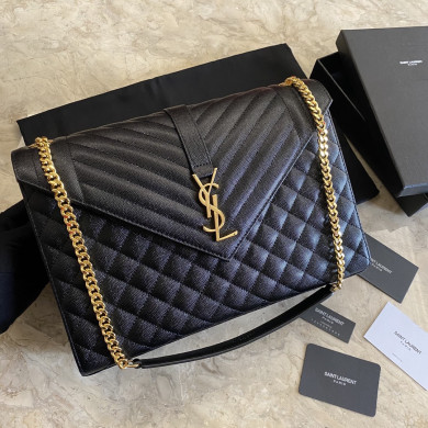 487198 ENVELOPE LARGE BAG IN MIX MATELASSÉ GRAIN DE POUDRE EMBOSSED LEATHER, YSL Saint Laurent