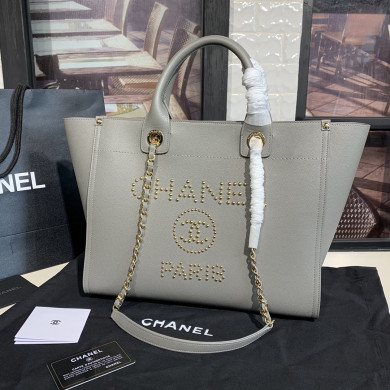 A57069  shopping bag, Grained Calfskin & Gold-Tone Metal, CHANEL HANDBAGS