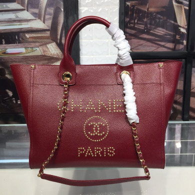 A57069  shopping bag, Grained Calfskin & Gold-Tone Metal, CHANEL HANDBAGS
