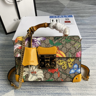 603221 Padlock GG small bamboo shoulder bag, GUCCI Top Handle Bags for Women