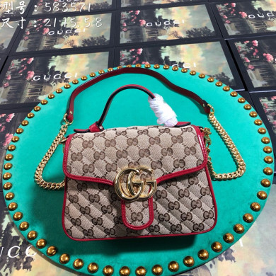 583571 GG Marmont mini top handle bag, GUCCI Women's Top Handles & Boston Bags
