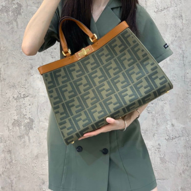PEEKABOO X-TOTE, Green canvas bag 8BH374A9P6F1891, FENDI HANDBAG