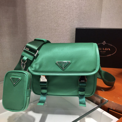 Nylon and Saffiano Leather Bag with Strap, 2VD034 Prada