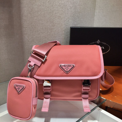Nylon and Saffiano Leather Bag with Strap, 2VD034 Prada