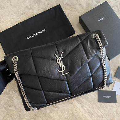 LOULOU PUFFER MEDIUM BAG IN QUILTED WRINKLY MATTE LEATHER, YSL SAINT LAURENT 577475