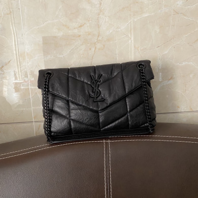 LOULOU PUFFER SMALL BAG IN QUILTED WRINKLY MATTE LEATHER, YSL SAINT LAURENT 577476