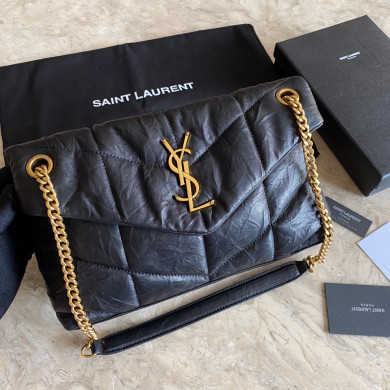 LOULOU PUFFER SMALL BAG IN QUILTED WRINKLY MATTE LEATHER, YSL SAINT LAURENT 577476