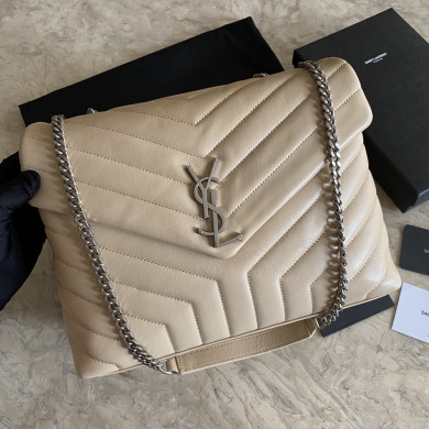 487216, YSL Saint Laurent, MEDIUM LOULOU CHAIN BAG, Y MATELASSÉ LEATHER