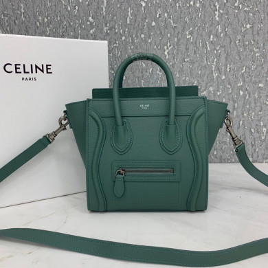 CELINE NANO LUGGAGE SHOULDER BAG CALFSKIN, 8 X 8 X 4 IN, Size W20H20D10CM, Genuine CALFSKIN