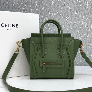 CELINE NANO LUGGAGE SHOULDER BAG CALFSKIN, 8 X 8 X 4 IN, Size W20H20D10CM, Genuine CALFSKIN
