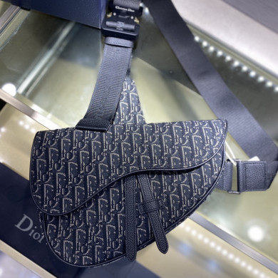 SADDLE BAG, Beige and Black Dior Oblique Jacquard, DIOR