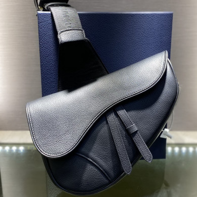 SADDLE BAG, Black Grained Calfskin, DIOR