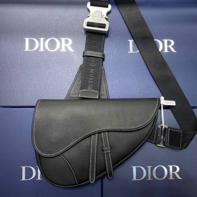 SADDLE BAG, Black Grained Calfskin, DIOR