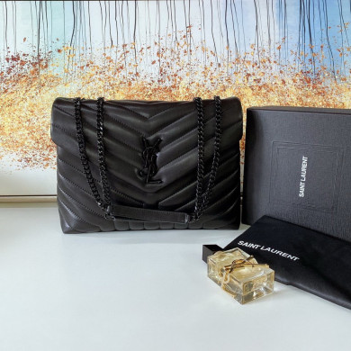 487216, YSL Saint Laurent, MEDIUM LOULOU CHAIN BAG, Y MATELASSÉ LEATHER