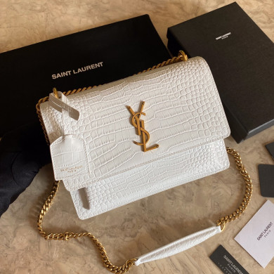 442906 SUNSET MEDIUM IN CROCODILE EMBOSSED SHINY LEATHER, YSL Saint Laurent