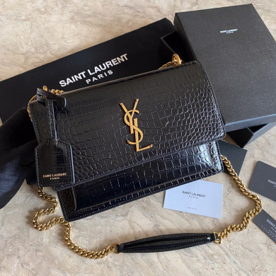 442906 SUNSET MEDIUM IN CROCODILE EMBOSSED SHINY LEATHER, YSL Saint Laurent