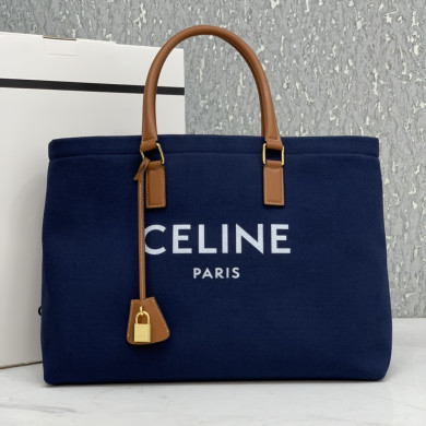 HORIZONTAL CABAS CELINE IN CANVAS WITH CELINE PRINT AND CALFSKIN