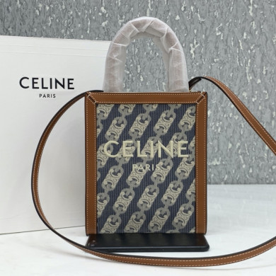 MINI VERTICAL CABAS CELINE IN TEXTILE WITH CELINE PRINT AND CALFSKIN