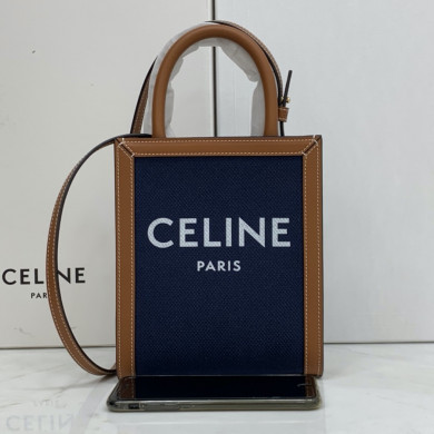 MINI VERTICAL CABAS CELINE IN TEXTILE WITH CELINE PRINT AND CALFSKIN