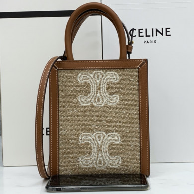 MINI VERTICAL CABAS CELINE IN TEXTILE WITH CELINE PRINT AND CALFSKIN