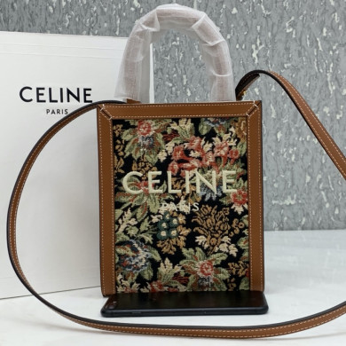 MINI VERTICAL CABAS CELINE IN TEXTILE WITH CELINE PRINT AND CALFSKIN