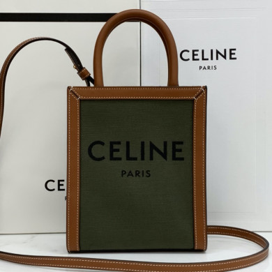MINI VERTICAL CABAS CELINE IN TEXTILE WITH CELINE PRINT AND CALFSKIN