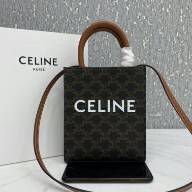 MINI VERTICAL CABAS CELINE IN TEXTILE WITH CELINE PRINT AND CALFSKIN