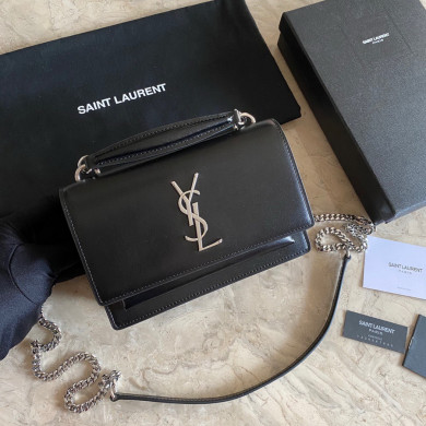 533026 SUNSET CHAIN WALLET IN SMOOTH LEATHER, YSL Saint Laurent